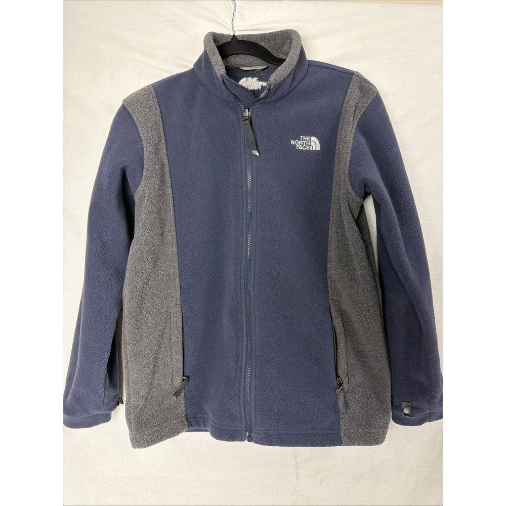 The North Face Full Zip Fleece Jacket Navy Blue Gray Mens Small 0266